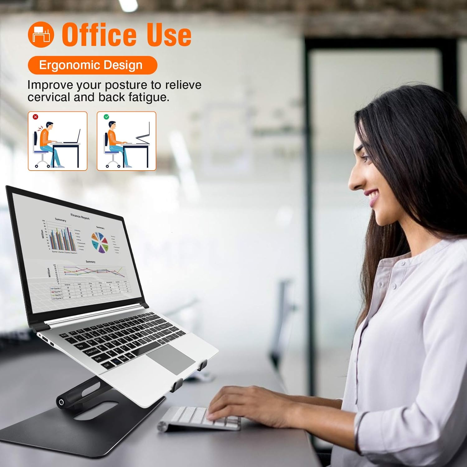 Laptop Stand, WeluvFit Adjustable Computer Stand with Large Base, Aluminum Ergonomic Portable Laptop Riser Holder for Leg & Desk, Compatible with MacBook Air Pro, Dell, Lenovo & More 9.7-15.6"Notebook: Electronics