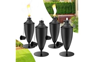 ZSPENG 4 Pack Metal Tabletop Torches,22 oz Citronella Torches for Outside, Refillable Outdoor Flame Torch Light, Comes with Wicks and Covers, Ideal for Parties, Landscape, Garden Decor, DIY