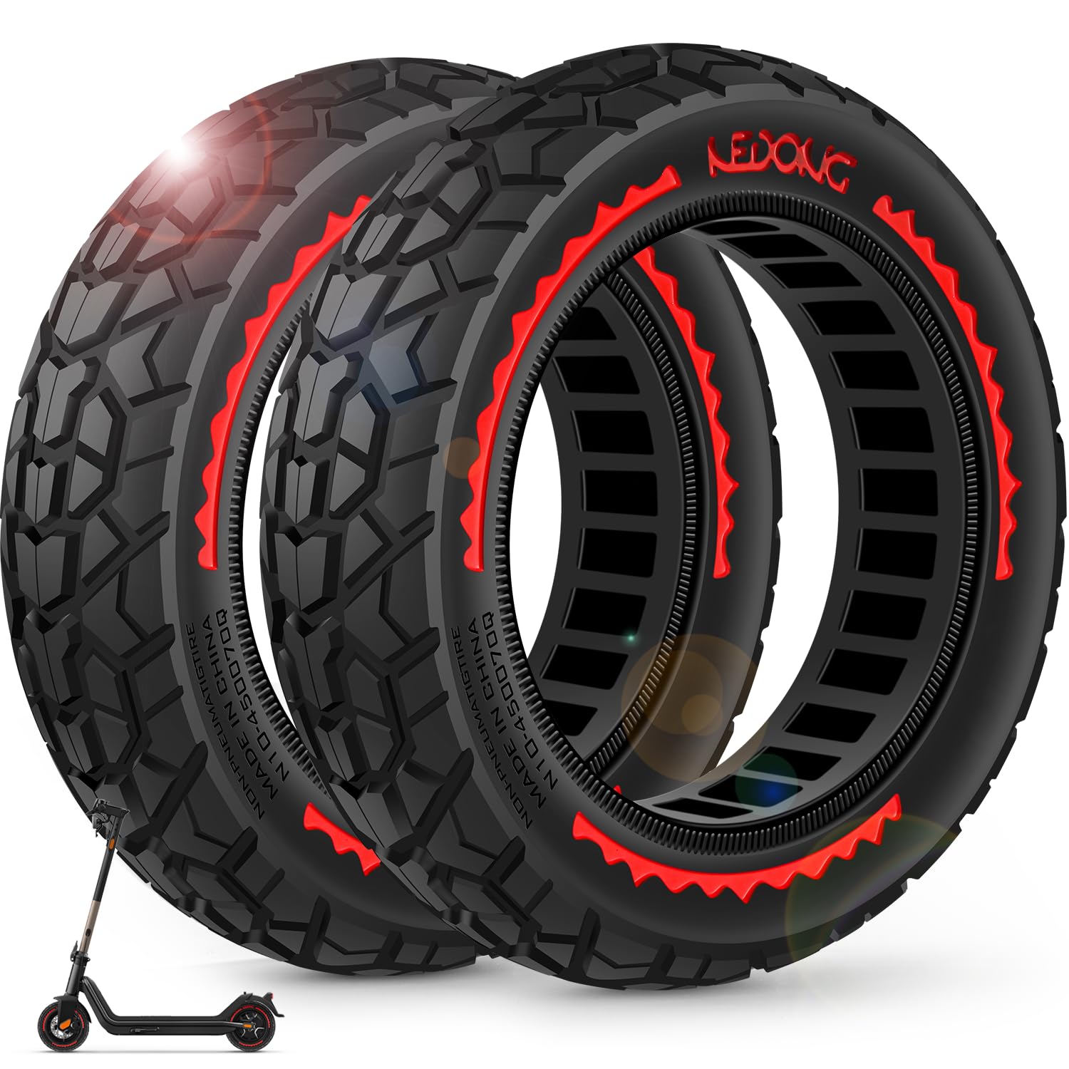 Photo 1 of BANGTING 2PCS Upgrade 50/75-6.1 Scooter Off-road Solid Tires, 8.5x2 inches Tires Tubeless for Gotrax GXL V2/XR/APEX, 8 1/2 x2 Tire Replacement for Hiboy S2, Xiaomi 3 Lite/3/Pro 2/1s/M365