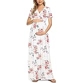 Xpenyo Maternity Maxi Dress Women Casual Wrap Long Baby Shower Pregnancy Dresses