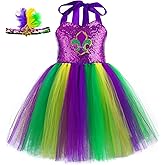 Tutu Dreams Costume Dress for Girls for Mardi Gras Carnival Masquerade Party with Headband