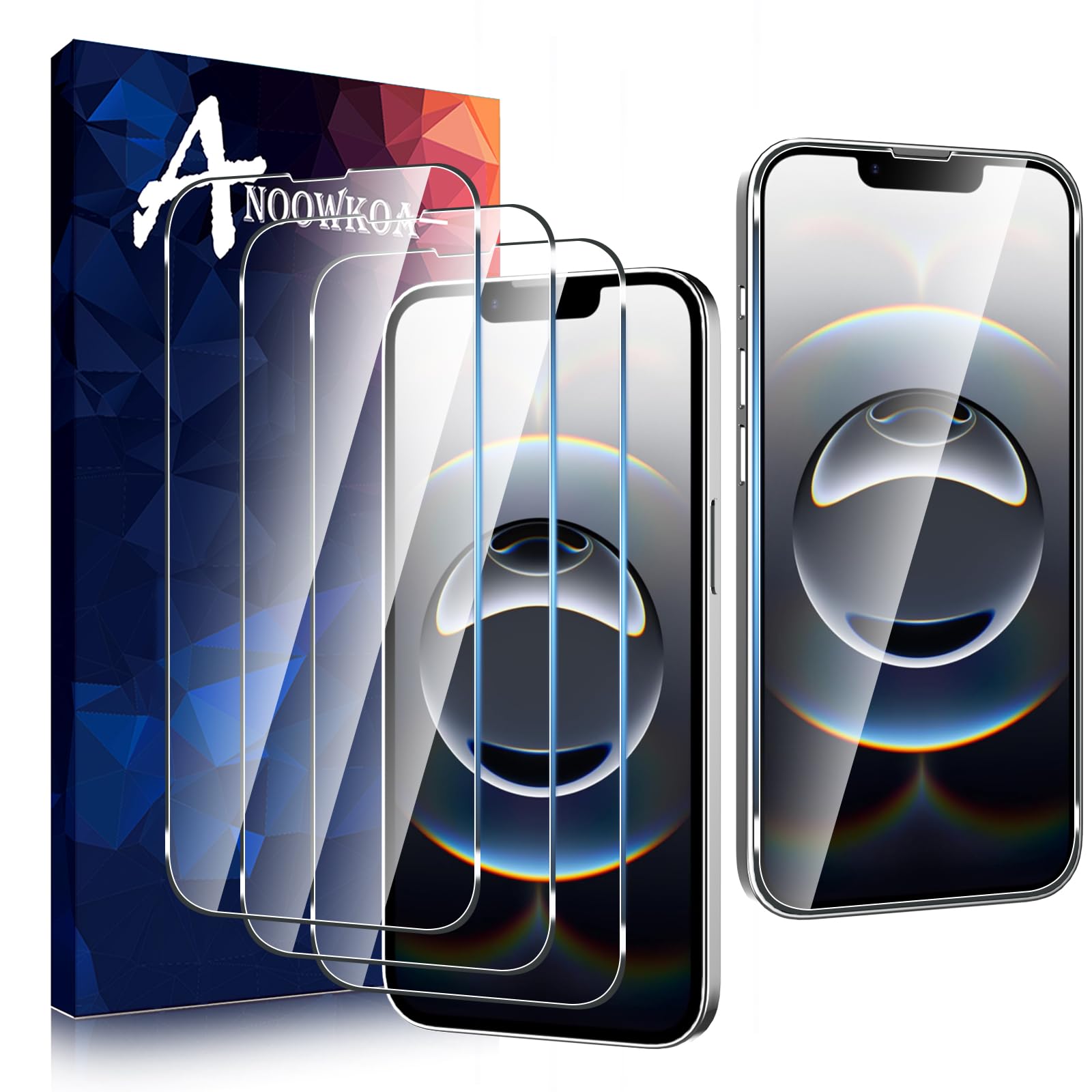 Anoowkoa 3 Pack Compatible with iPhone 16e 2025/iPhone 14/iPhone 13/iPhone 13 Pro [6.1 Inch] Screen Protector Tempered glass film.Anti-Breakage.Anti-Scratch No Bubbles 9H Hardness.