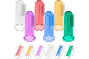 Bassion Baby Toothbrush Set, 6 Pcs Soft Infant Finger Toothbrush with 6 Boxes, Newborns Toddler Silicone Baby Tooth Brush 0-6 Months 6-12 Months