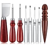 8 Pieces Leather Knife Set, Including Leather Edge Beveler Groover, Cutter Wood Leathercraft Edge Slicker Burnisher Crafting Tools Skiving Knife Leathercraft Accessories
