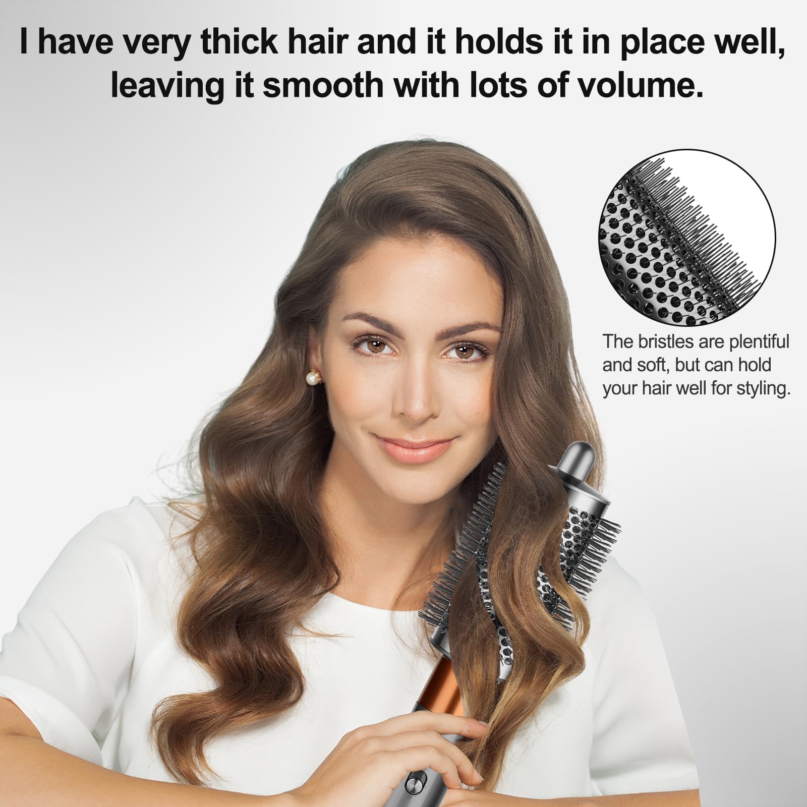 PUREGUST Upgraded Large Round Brush Attachment for Dyson Air wrap Jumbo Bigger Oval Round Volumizing Brush for Dyson Airwrap Accessories, Gray