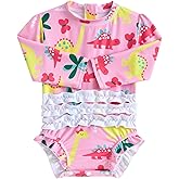 BFUSTYLE Baby Girls Swimsuit Ruffle Rash Guard Toddler Long Sleeve Swimwear with Zipper 3-24 Months