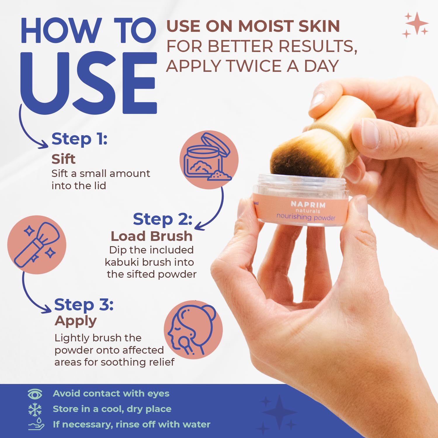 NAPRIM Naturals Nourishing Powder - Hypoallergenic, Talc-Free Skin Relief for Eczema, Psoriasis, Dermatitis, Acne with Colloidal Oatmeal - Reduce Redness, Irritation & Rashes, Safe for Babies, 0.71 oz