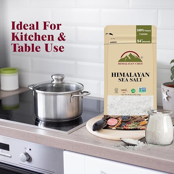 HIMALAYAN CHEF SEA SALT, ALL-NATURAL FINE GRAIN, 48-OUNCE SEA SALT BAG, NON-IODIZED, NO ADDITIVES, UNREFINED MINERAL SALT FOR DAILY COOKING & SEASONING