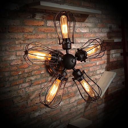 Los apliques Lámpara de pared de viento industrial retro creativo café