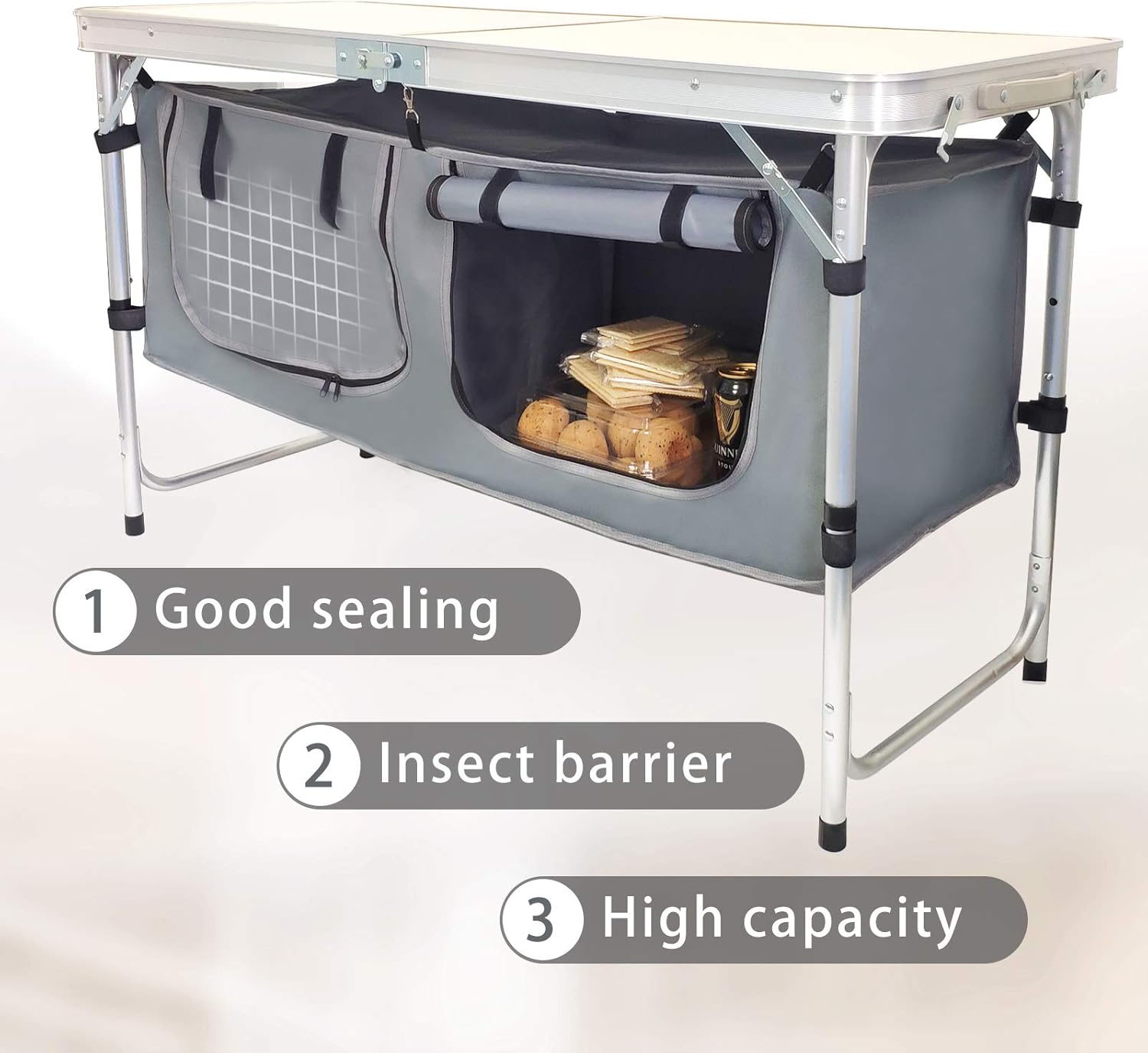 Camp Field Camping Table with Adjustable Legs for Beach, Backyards, BBQ, Party and Picnic Table … (Wood): Kitchen & Dining