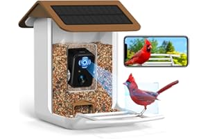 BROAIMX Smart Bird Feeder Camera, Free AI Forever, 32G TF Card & 1080P HD Camera Auto Capture Bird Videos & Solar Panel, App Notify When Birds Detected, Bird House with Built-in Two-Way Microphone