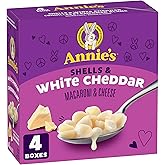 ANNIE'S - VALUE PACK SIZE - MACARONI AND CHEESE Shells and White Cheddar, 4 Pack, 680 Grams box, No Artificial Flavours or Sy