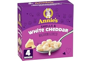 ANNIE'S - VALUE PACK SIZE - MACARONI AND CHEESE Shells and White Cheddar, 4 Pack, 680 Grams box, No Artificial Flavours or Sy