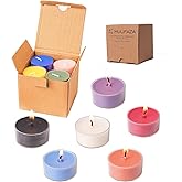 MUUFAZA 12 Unscented Natural Soy Tealight Candles in Clear Cups, 5H Long Clean Burning, Hand-Poured Coloful Mini Tea Candle Set for Parties, Spa, Meditation, Gift, Holiday, Emergency, Home Decor