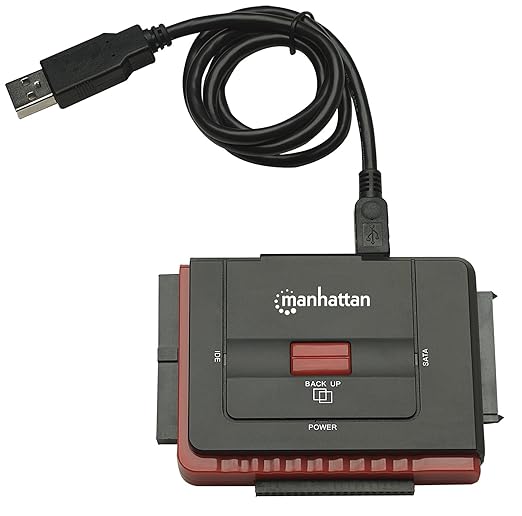 Manhattan Hi-Speed USB to SATA/IDE Adapter 3-in-1 with One-Touch Backup (179195)