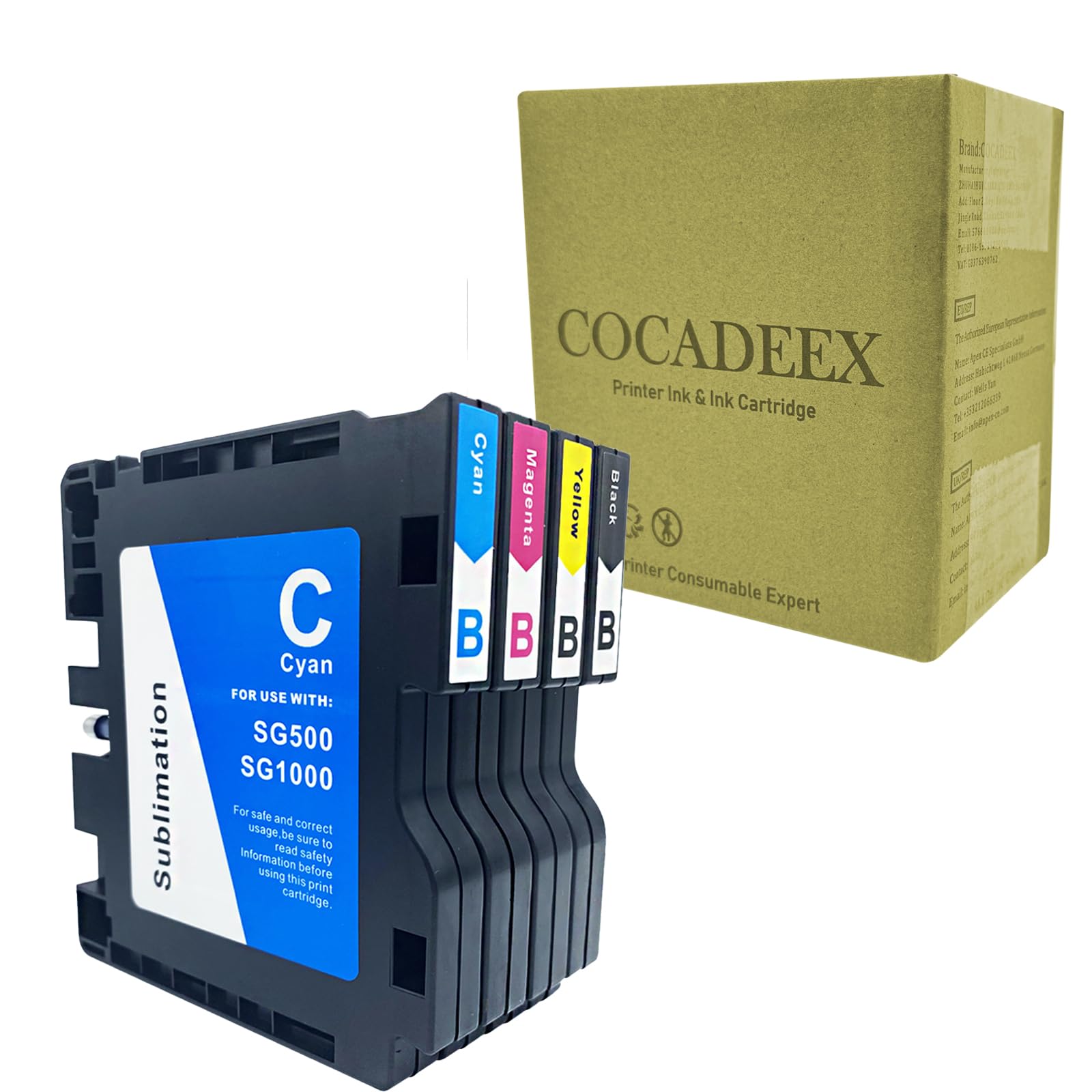 COCADEEX Sublimation Ink Cartridges with Newest Chips Compatible with Sawgrass Virtuoso SG500 SG1000 Printer (Version B)
