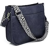 AUYOCO Vegan Leather Crossbody Bags for Women, Crossbody Purse with Guitar Strap Zipped Pockets Handbag Shoulder Bag