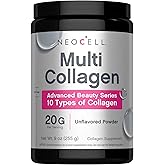 NeoCell Super Multi Collagen Peptides Powder | 9oz | 10 Types of Collagen | Skin, Hair and Nails | Beauty Supplement | Unflavored Powder | For Women and Men