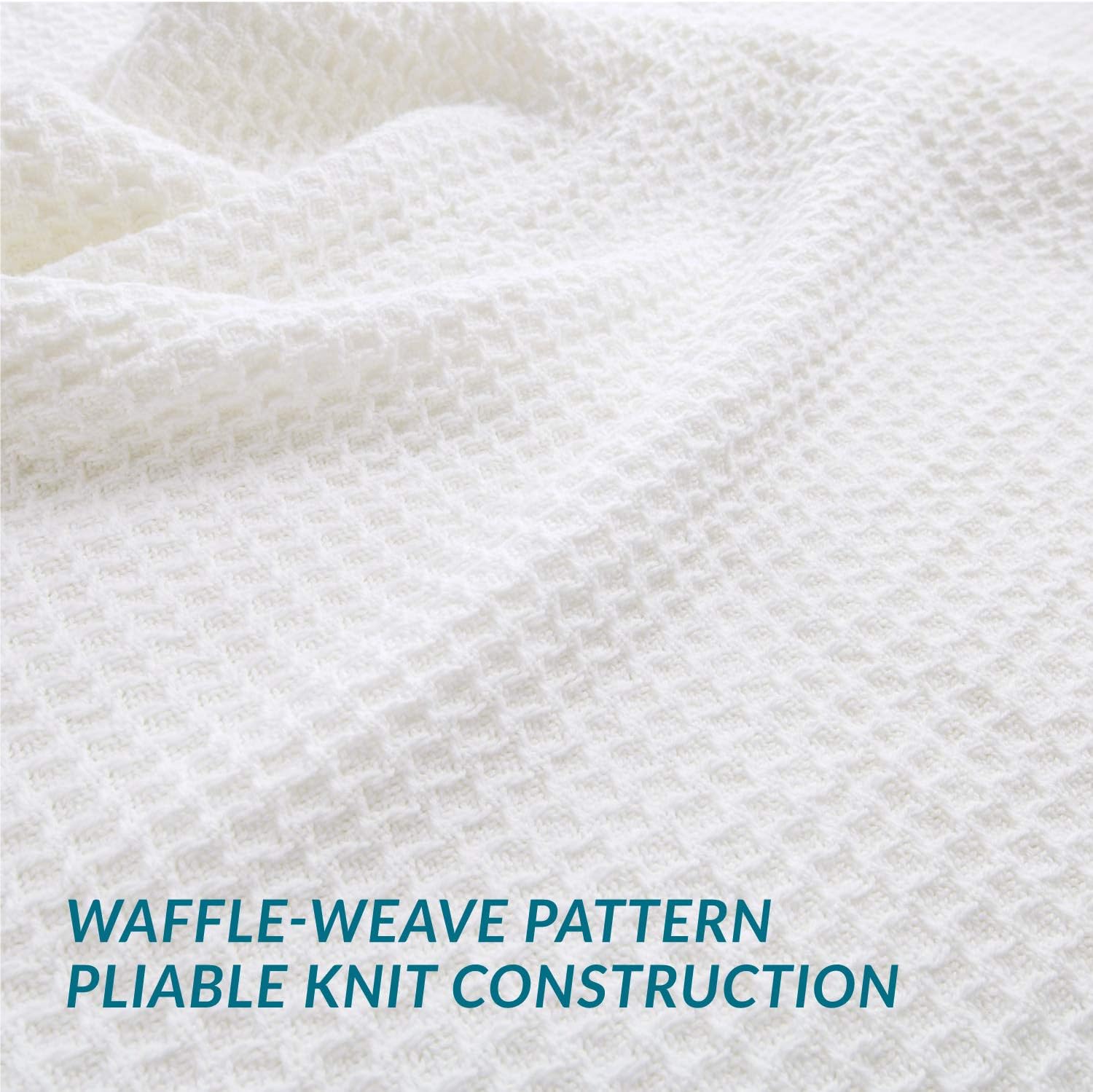 Bedsure 100% Cotton Thermal Blanket - 405GSM Premium Breathable Blanket in Waffle Weave for Home Decoration - Perfect for Layering Any Bed for All-Season - Full/Queen Size (90 x 90 inches), White: Home & Kitchen