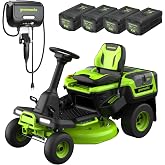 Greenworks 80V 30" Cordless Riding Lawn Tractor, (4) 6.0Ah Batteries and 600W Charger
