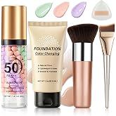 LZXLUKGIR Color Changing Foundation with Color Correcting Primer,02 Medium | Self Adjusting Foundation for Mature Skin,Light to Medium Buildable Coverage,Hydrating Face Makeup with Skincare-Infused