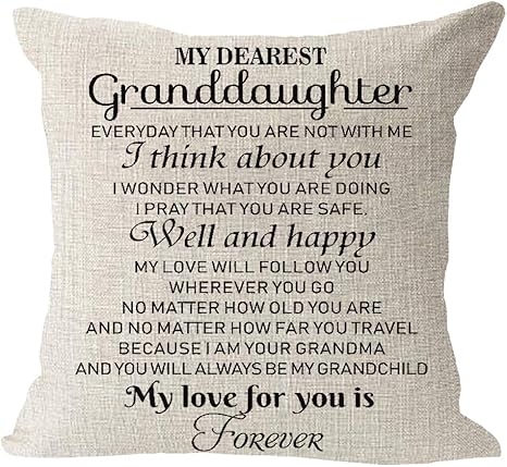 Amazon Com My Dearest Granddaughter Always Love You Gift For Granddaughter Cotton Linen Square Throw Waist Pillow Case Decorative Cushion Cover Pillowcase Sofa 18 X 18 Home Kitchen