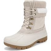STQ Women's Duck Boots Waterproof Winter Snow Boot | Waterproof TPR shell, cozy fleece lined fur, lace-up closure, non-slip rubber sole, mid-calf height, insulted warm
