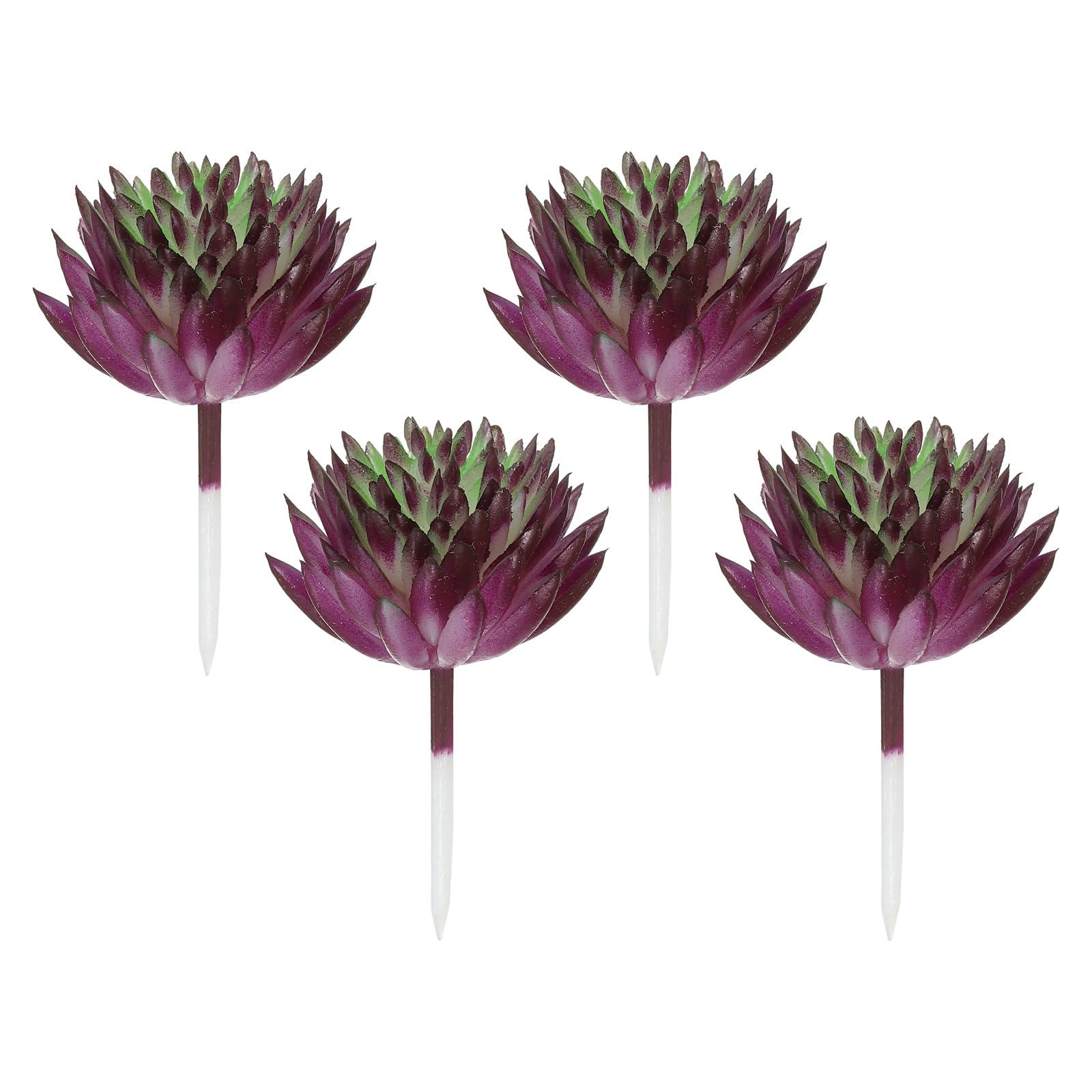 PATIKIL Mini Artificial Succulents, 4 Pack Unpotted Faux Succulent Picks Fake Succulent Plants for Home Landscape Decoration, Dark Purple Green