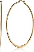 Amazon Essentials Gold Plated or Stainless Steel Flattened Hoop Earrings