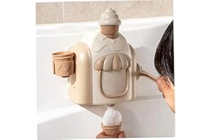 Bathtub Bubble Machine for Kids - Manual Bubble Maker with Suction Cup, Ice Cream Play Set for Bath Fun, Khaki Bath Toy, Make