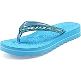 ONCAI Flip Flops for Women, Beach Thong Sandals Womens with Arch Support, Dressy Rhinestone Comfortable Yoga Mat and Non Slip Rubber Soles for Summer US Size 5-11