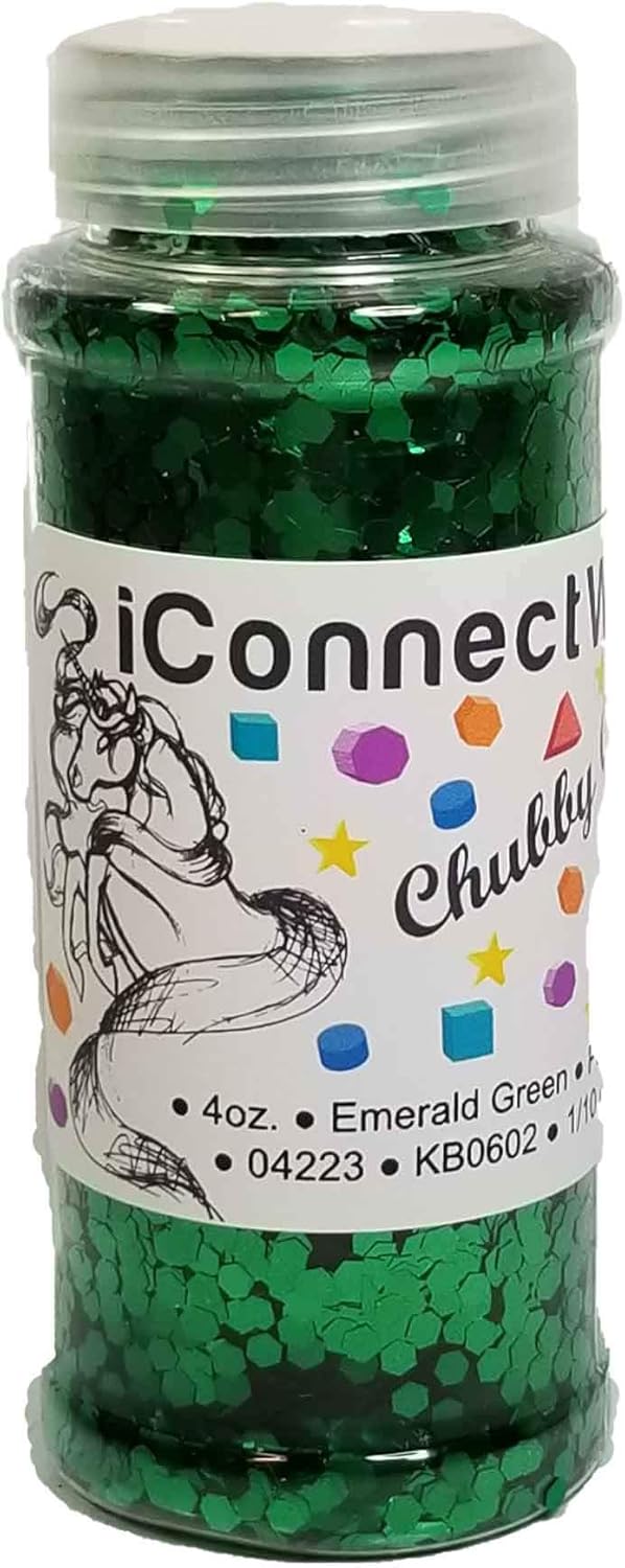 ICW Glitter, Emerald Green Chubby, Large Dark Green Glitter for Nails, Makeup, Tumblers or Crafts