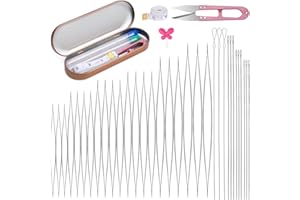 GarfxG Beading Needles Set 39 pcs 3 Type Including Collapsible Big Eye & Straight & Twisted Beading Needles with Storage Box for Jewelry Making