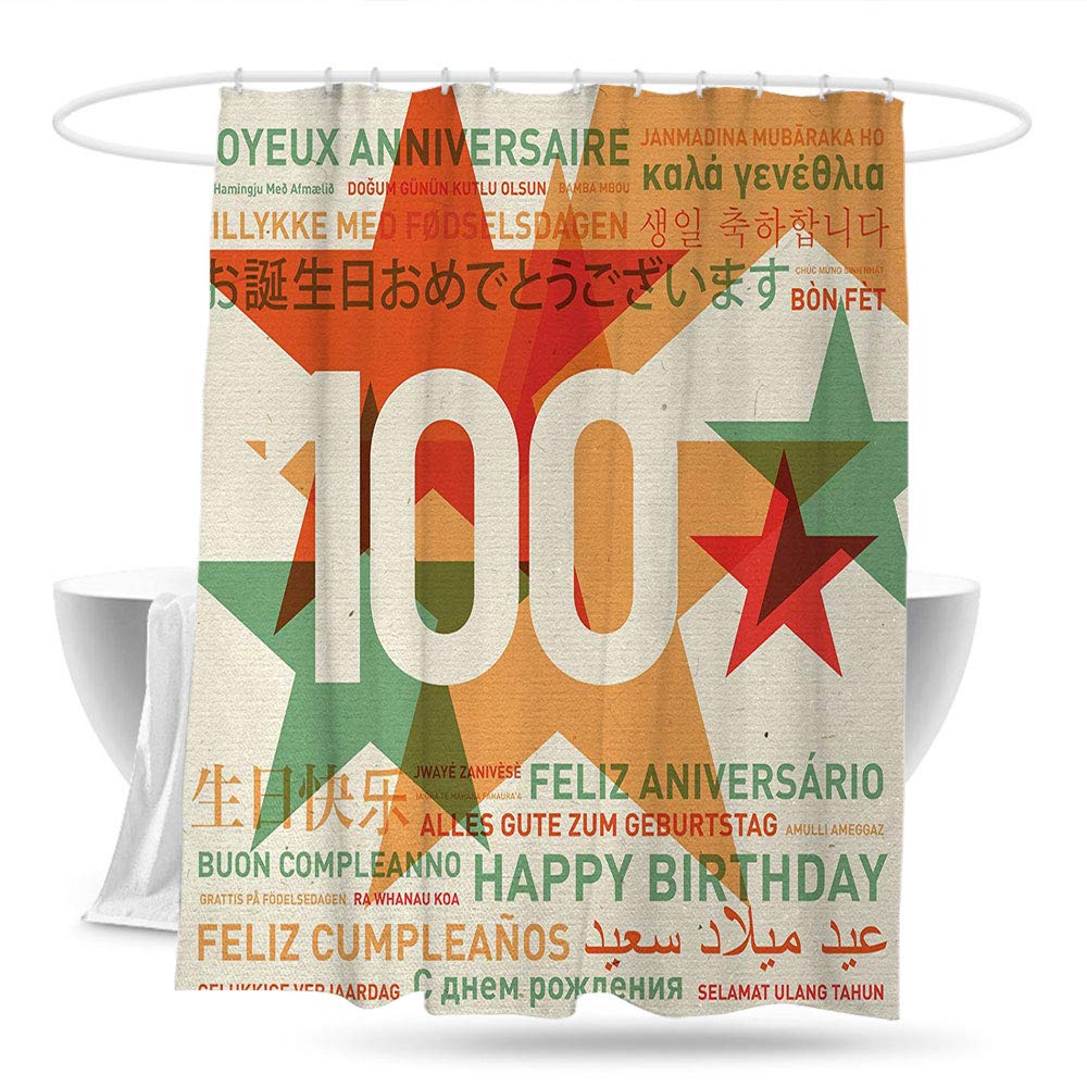 Amazon Com Datizhu Shower Curtain With Hooks 100th Birthday