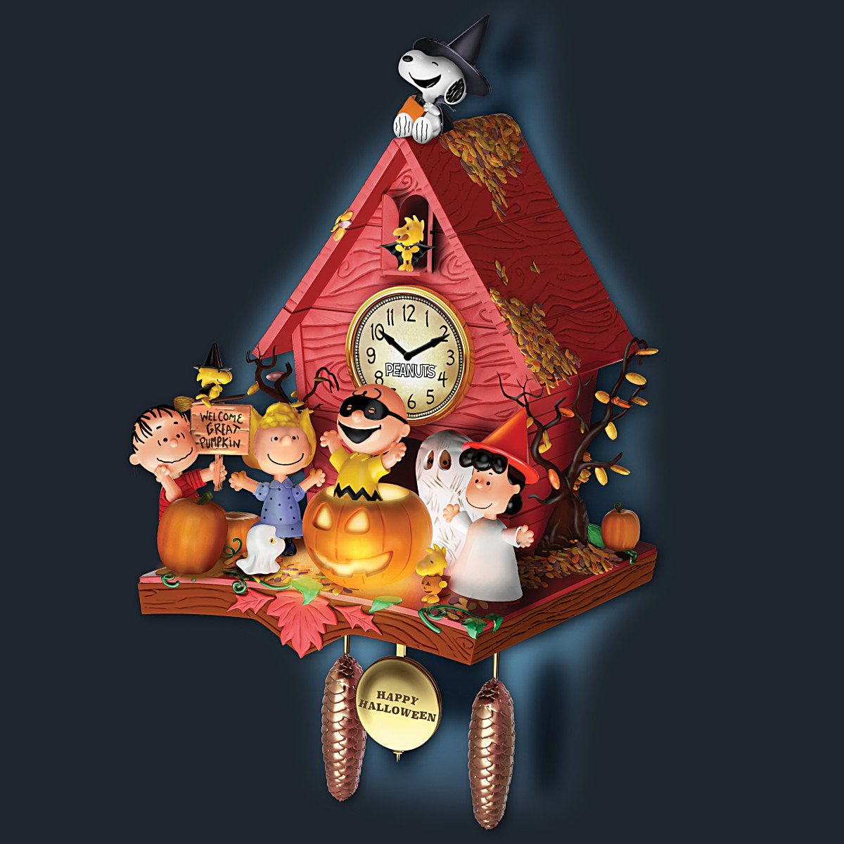 Peanuts Halloween Party Cuckoo Clock With Lights Music Motion By The