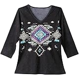 Collections Etc Women's Southwestern V Neck Albuquerque Top