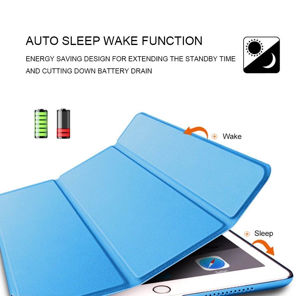 For iPad Pro 10.5 inch Cover Leather with Trifold Stand Shockproof Auto Sleep Wake Full Body Protective Light Slim Smart Tablet Case 2017 Sky Blue CAM-ULATA