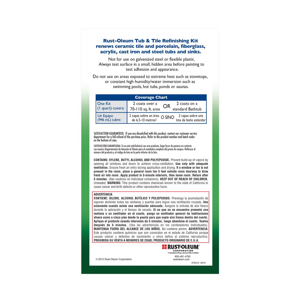 RustOleum Available 7861519 Tub and Tile Refinishing 2Part Kit, Almond Buy Online in UAE