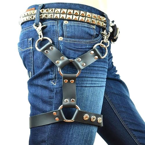 Pinwe Black Leather Thigh Leg Garters Belt Punk Harness Body Chain Cage for  Women or Men in Dubai - UAE | Whizz Garter Belts