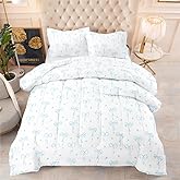 Bildenly Twin Comforter Set Bow Light Blue Bow Quilt Bedding Set 2 Pieces, Comforter Set Twin Size, Soft Lightweight Comforter(68‘’ x 90‘’) for Girl All Season & 1 Pillowcase(30‘’x20‘’)