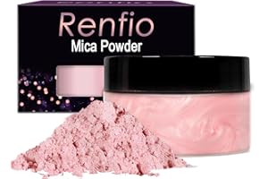 Renfio 100g Mica Powder Pigment Natural Fine Powdered Pigments Pearl Shimmer Epoxy Resin Dye for Painting Soap Making Slime Bath Bombs 3.5 Oz - Eve Pink