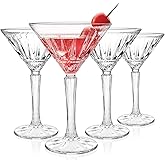 Tequibar Martini Glasses Set of 4, 6oz Crystal Cocktail Glasses, Lead-free Stemmed Martini Glass for Espresso, Cosmopolitan, Gimlet, Home Bar, Party