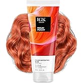 IGK Color Depositing Mask FEELIN' PEACHY - Vibrant Peach | Conditioning + Hydrate + Shine | Vegan + Cruelty Free | 6 Oz