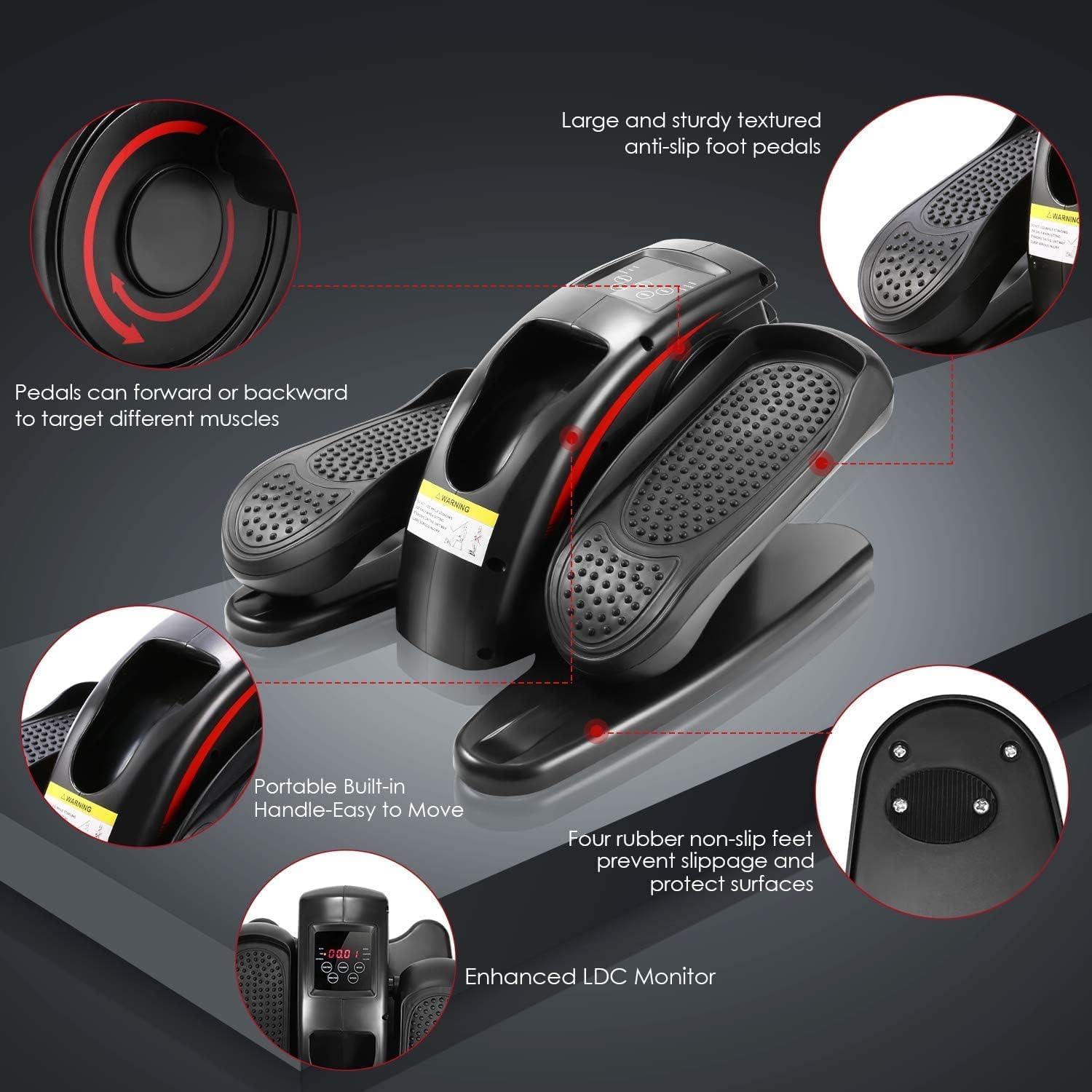 ANCHEER Under Desk Elliptical Machine - Quiet Pedal Exerciser for Seniors, Office & Home, Low-Impact Seated Leg Workout Equipment, Smart LCD Display, Remote Control