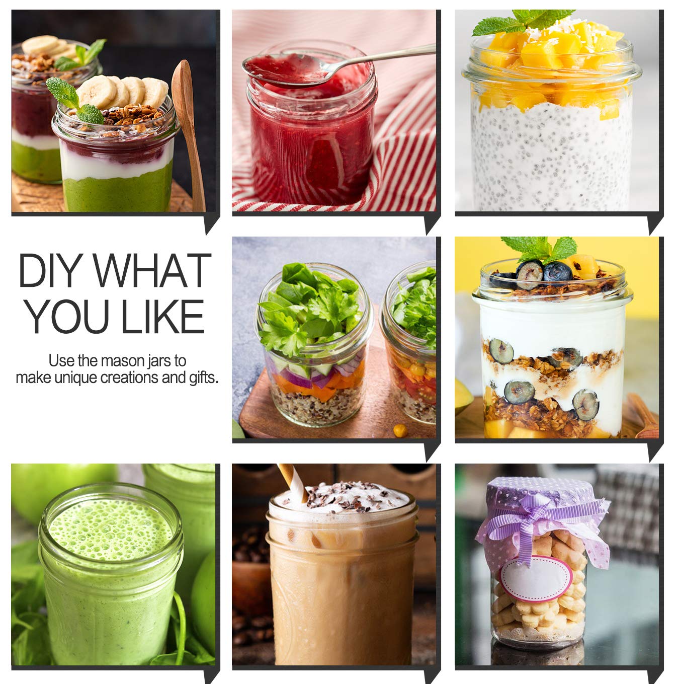 Mua Mason Jars, 8 oz Glass Jars With Regular Lids and Bands, Ideal for ...