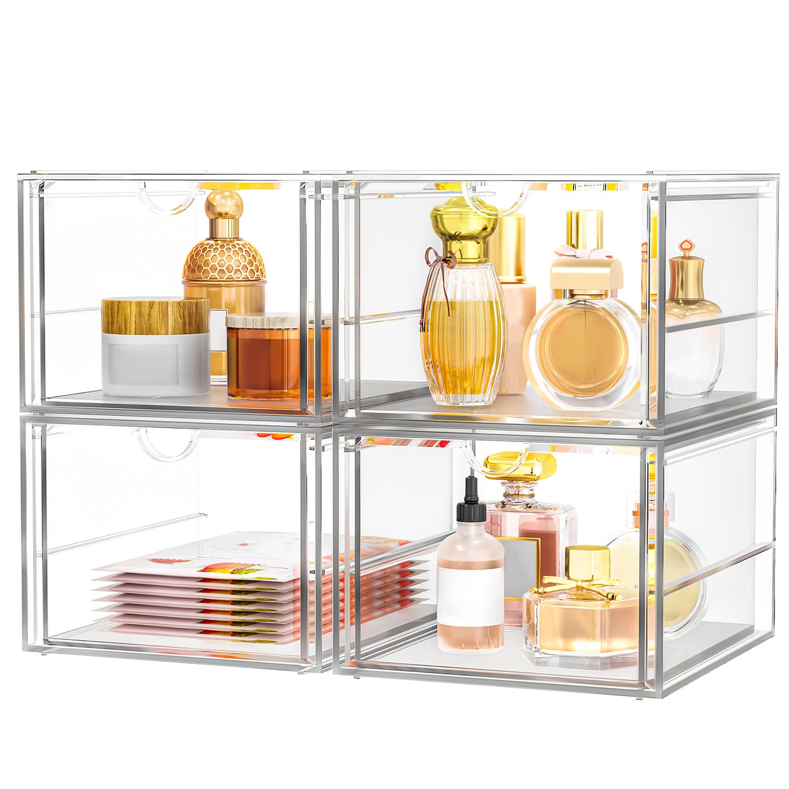 Photo 1 of caktraie Versatile Acrylic Makeup Organizer, Drawer Organizer - Transparent Desktop Storage for Cosmetics, Office Supplies & More - Clear Organizer for Home & Office Use
