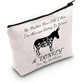 G2TUP Donkey Lover Gift No Matter How Old I Am Always Want A Donkey Makeup Bag Crazy Donkey Lady Cosmetic Bag Donkey Themed Gift Zipper Travel Bag (Want A Donkey White Bag 1.0)