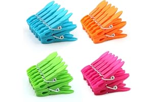 JABINCO 48 Packs Colorful Plastic Clothespins Hangers Clips Clothes Pins Heavy Duty Laundry Clothes Pins Clips with Springs, Air-Drying Clothing Pin Set
