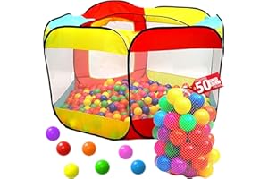 KIDDEY Kids Ball Pit Pop Up Large Tent for Toddlers - Indoor & Outdoor Gift Toys for Infants Girls & Boys, Baby Playpen with Zippered Storage Bag, 50 BallPit Balls Included