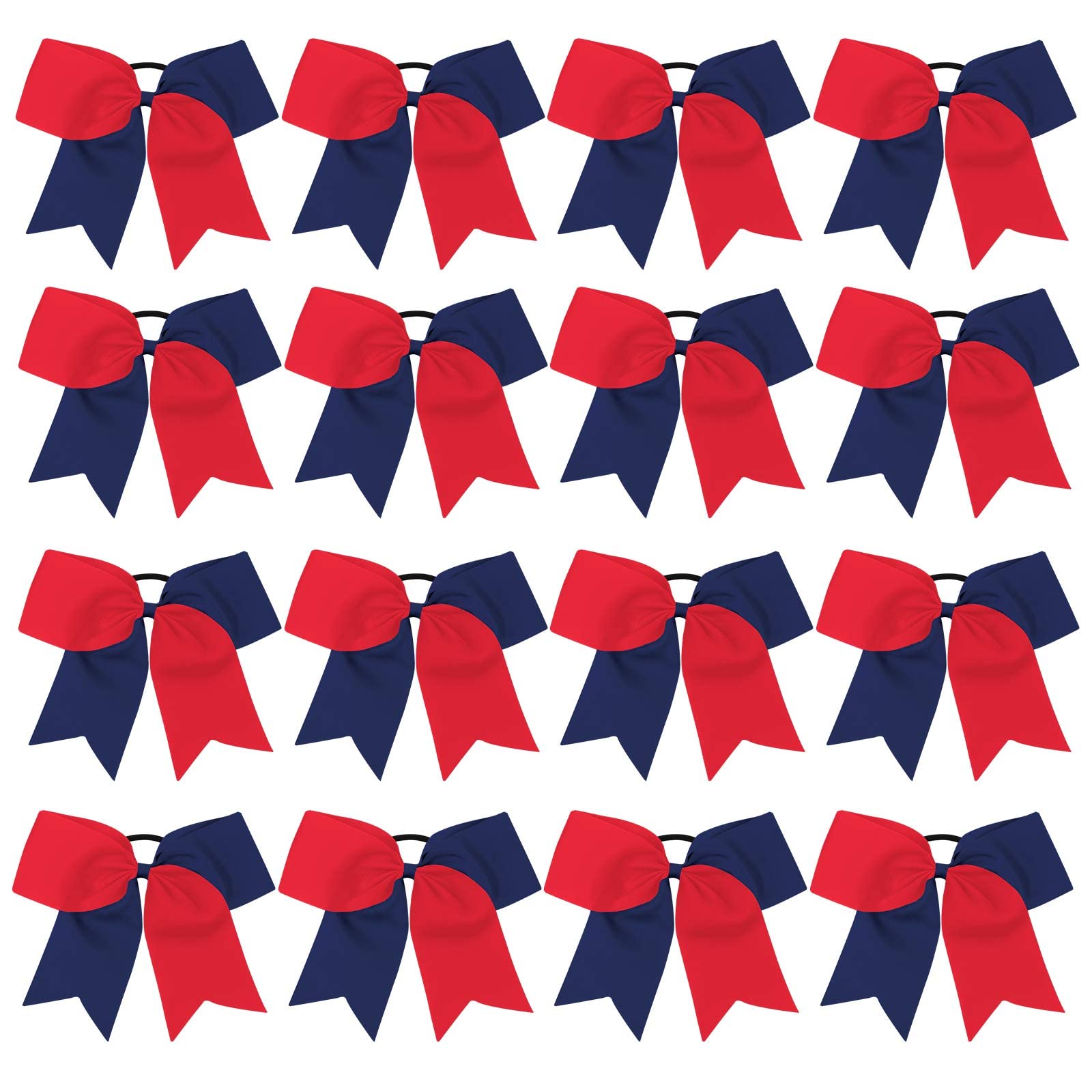 Photo 1 of 16PCS 8" Large Cheer Hair Bows Ponytail Holder Elastic Band Handmade for Cheerleading Teen Girls College Sports (Red/Navy)